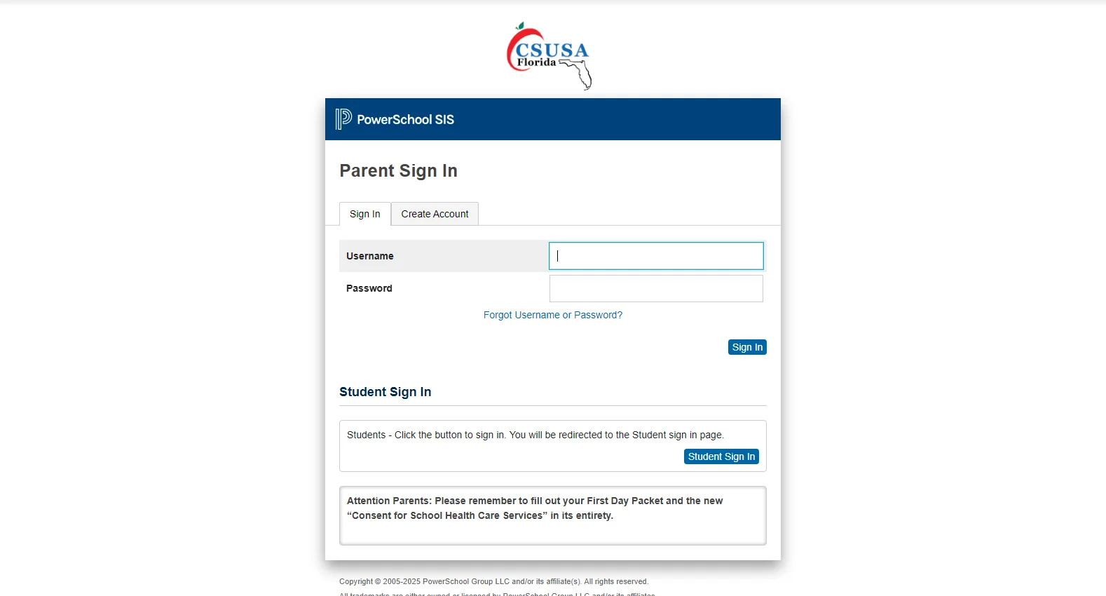 csusa-fl.powerschool.com screenshot