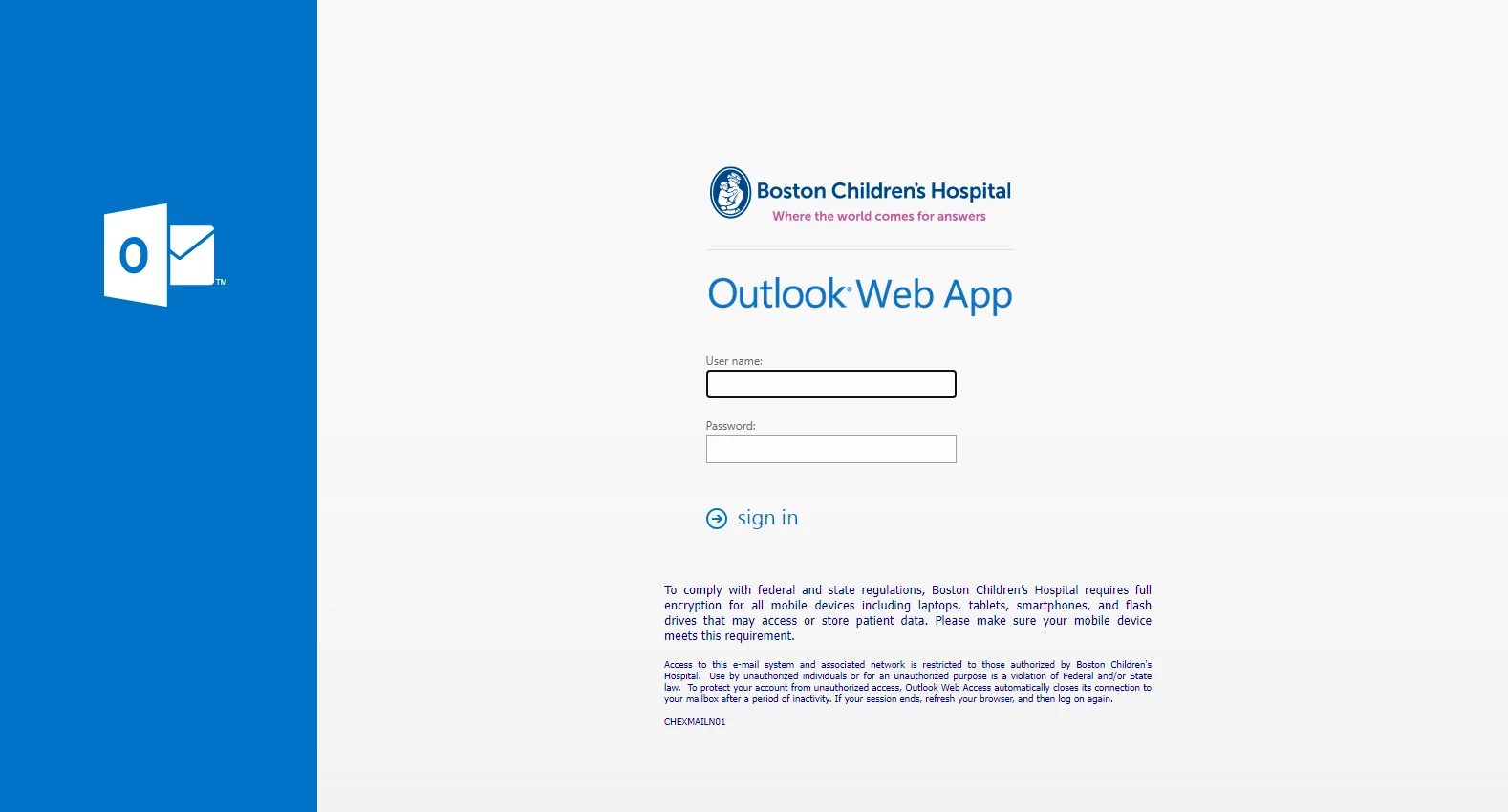 email.childrens.harvard.edu screenshot