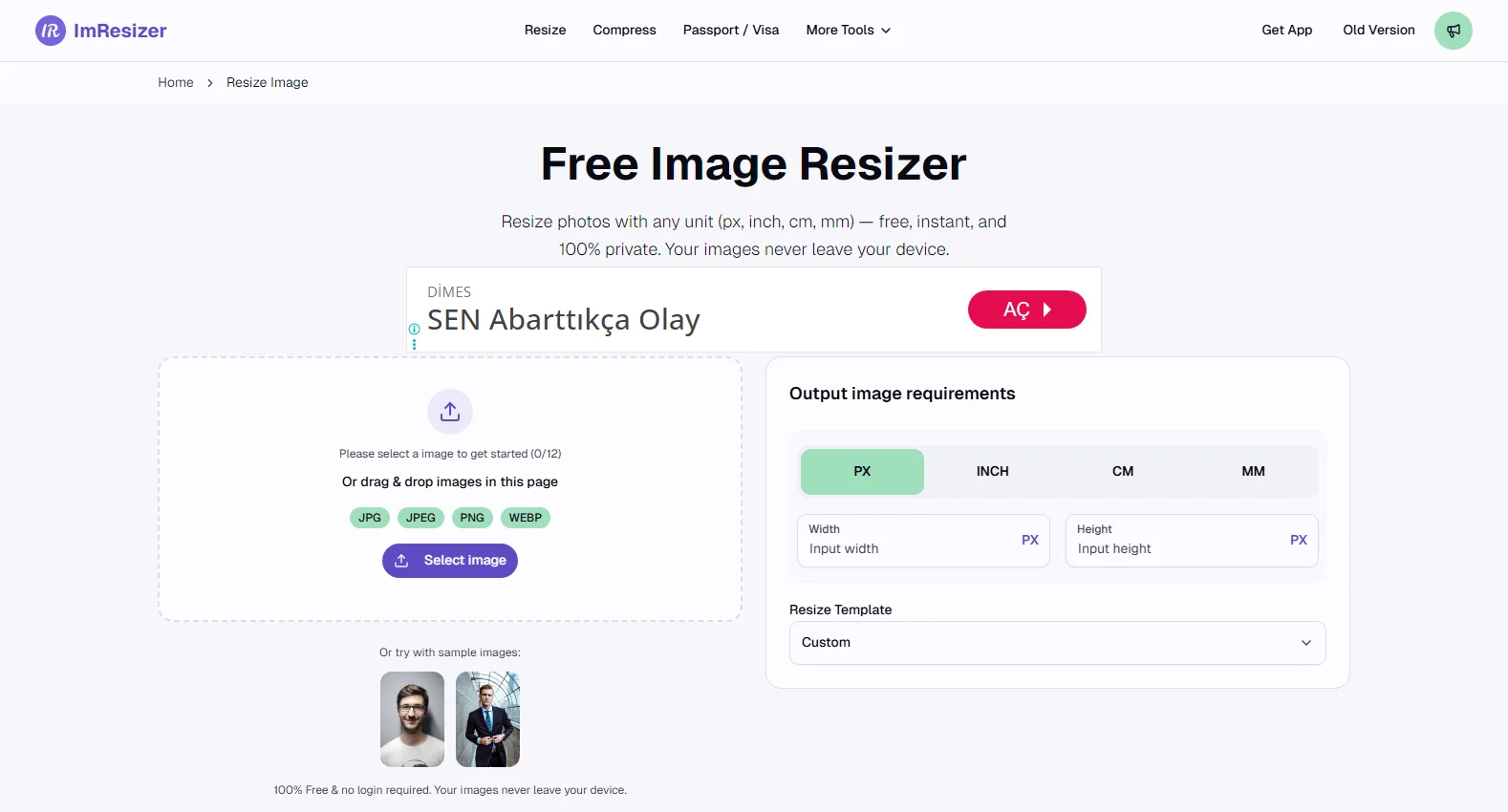 imresizer.com screenshot