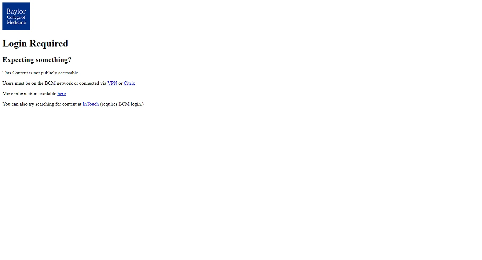 intranet.bcm.edu screenshot