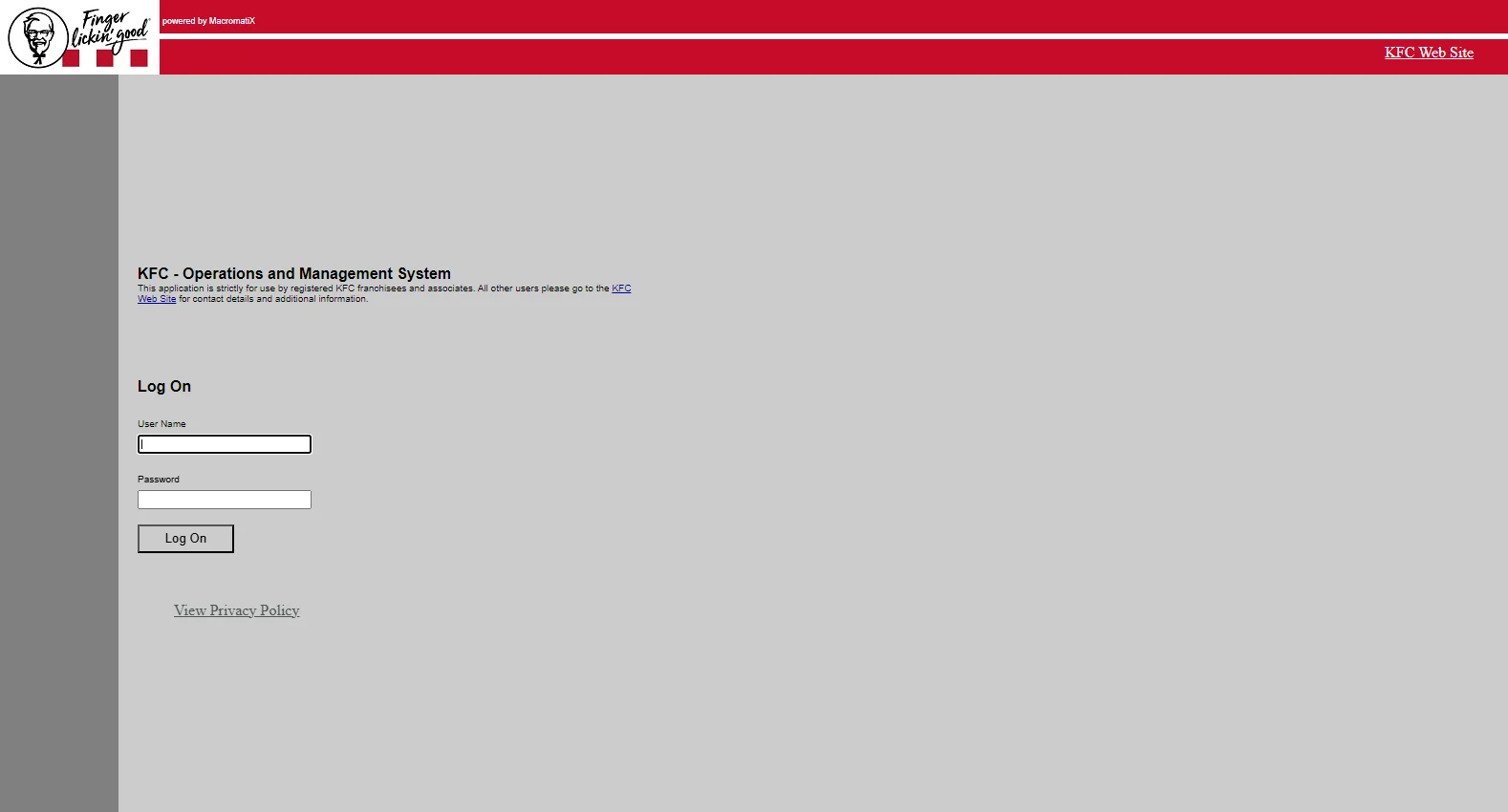 kfc.macromatix.net screenshot