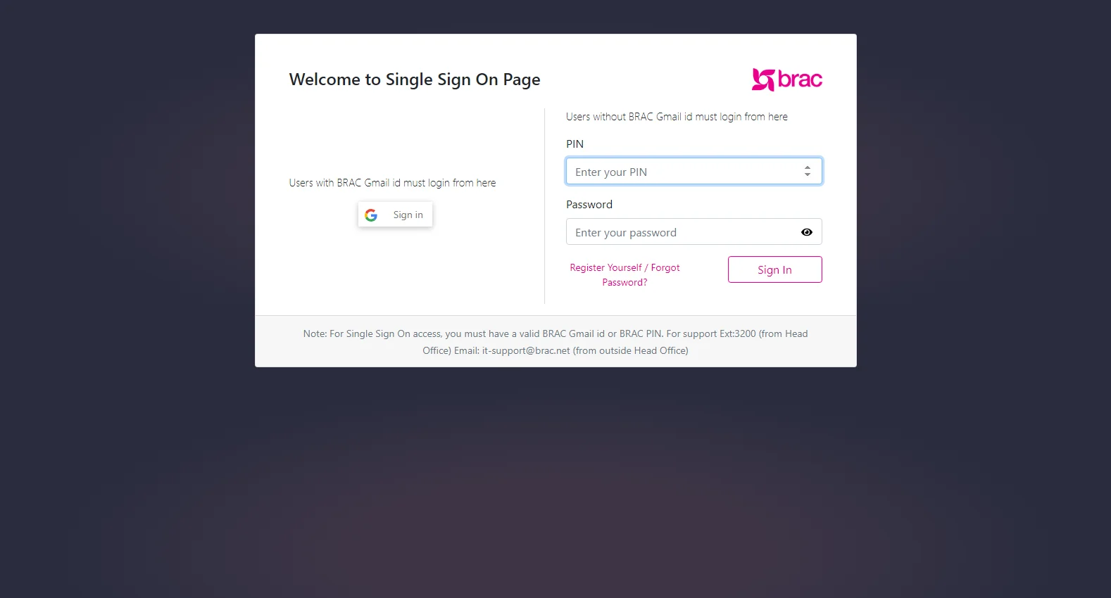 mybrac.brac.net screenshot
