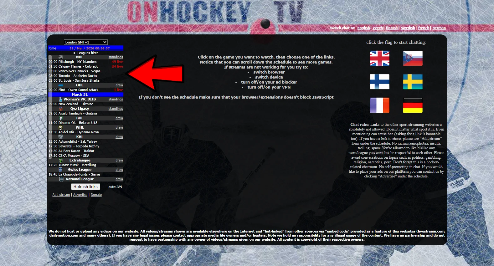 onhockey.tv screenshot