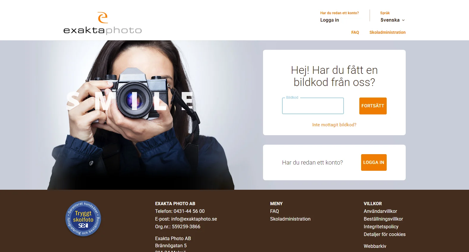 order.exaktafoto.se screenshot