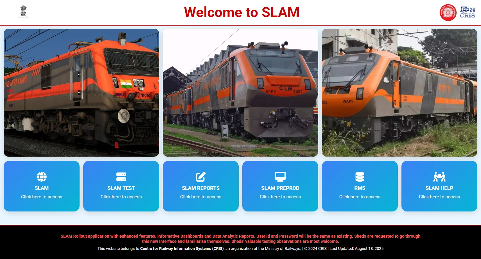 slam.indianrail.gov.in screenshot