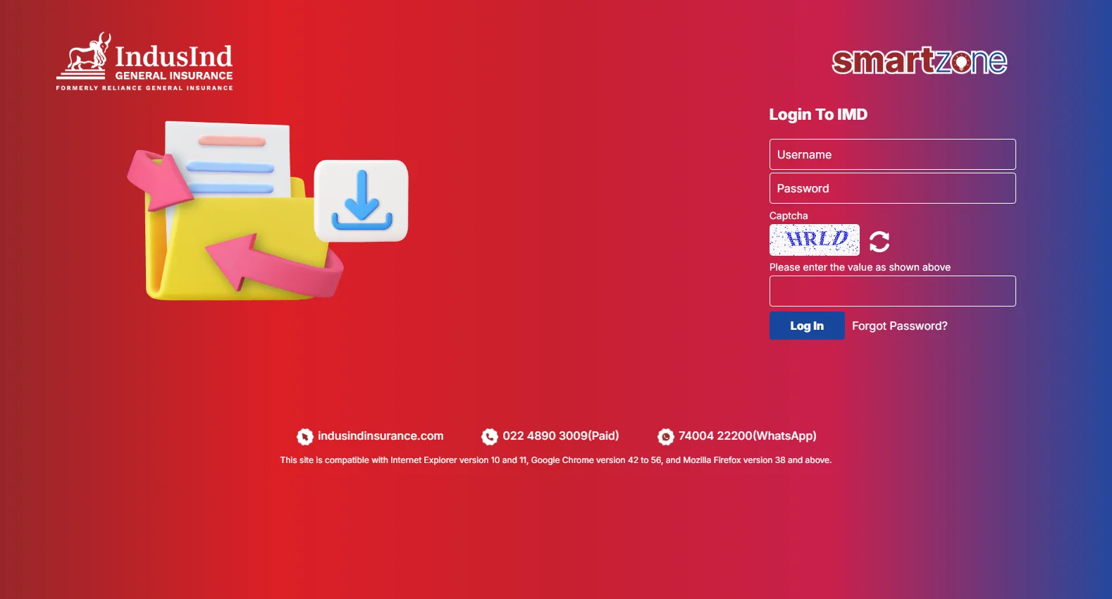 smartzone.reliancegeneral.co.in screenshot