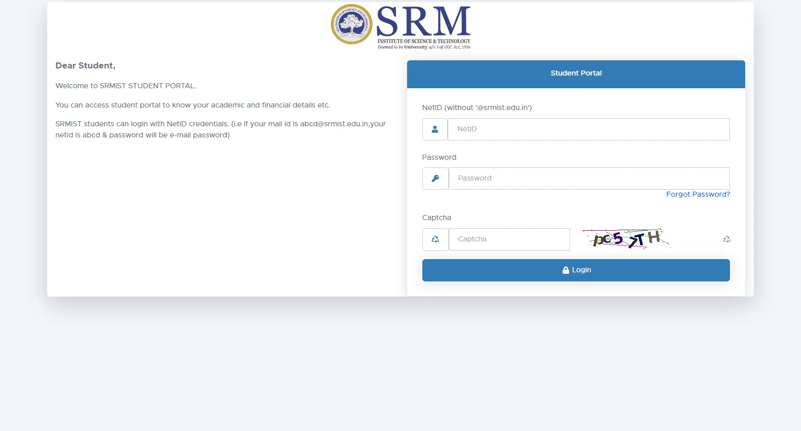 sp.srmist.edu.in screenshot