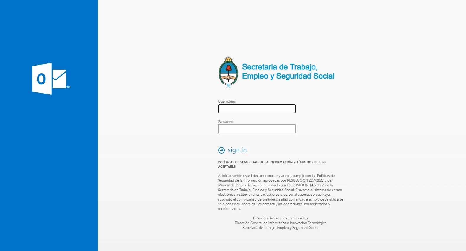 webmail.trabajo.gob.ar screenshot