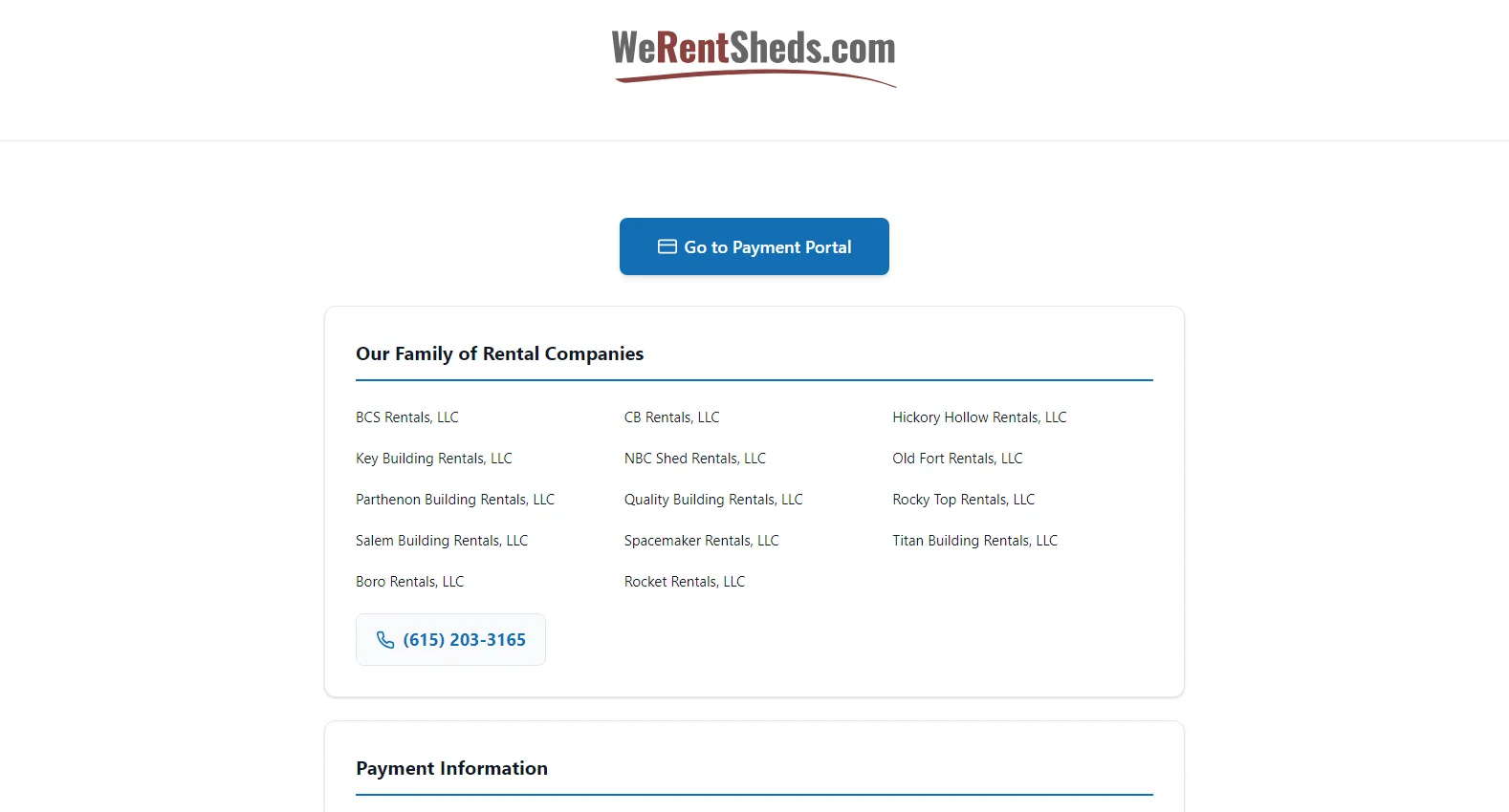 werentsheds.com screenshot